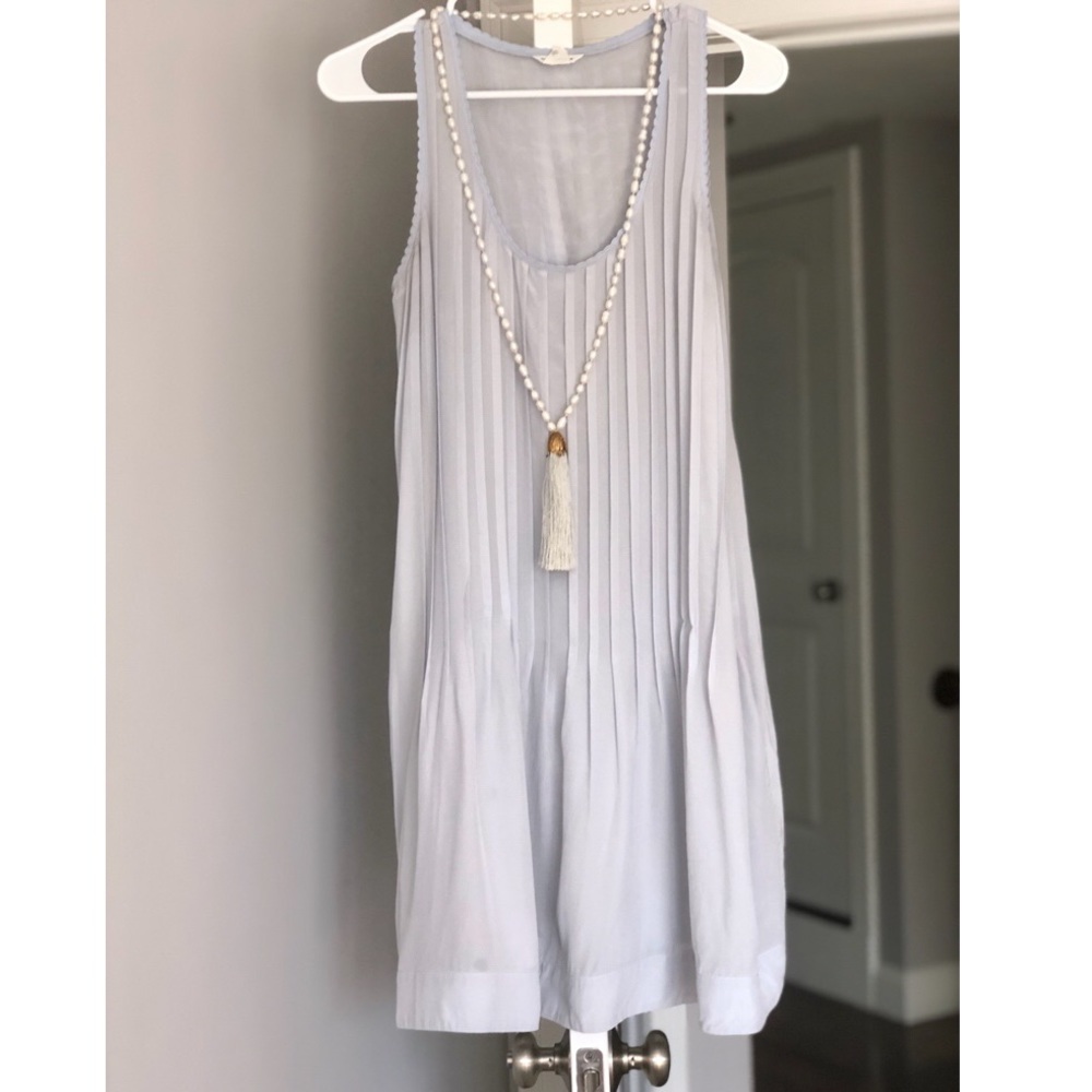 Club Monaco Light Blue Silk Drop-Waist Dress